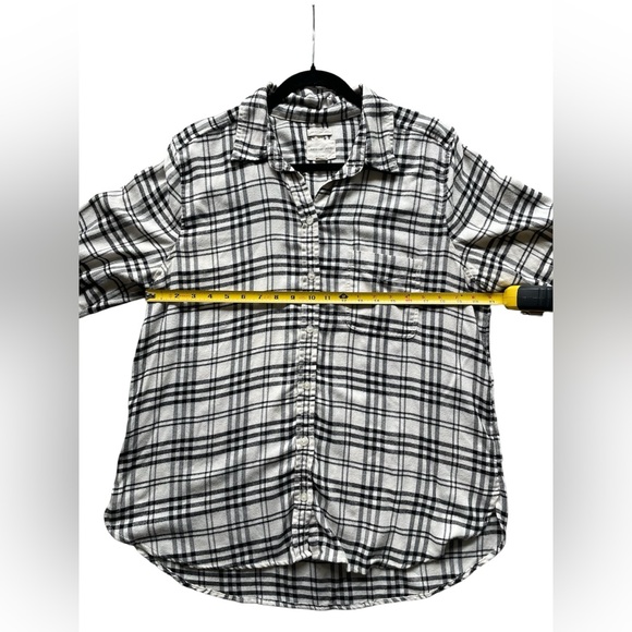 American Eagle Ahh-amazingly soft black and white plaid flannel button shirt XL - Picture 3 of 7